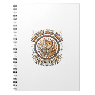 Koffie En Katten Kat Koffie Vintage Vector Kunst T Notitieboek