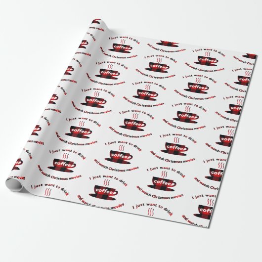 Koffie- en kerstfilms cadeaupapier (Uitgerold)