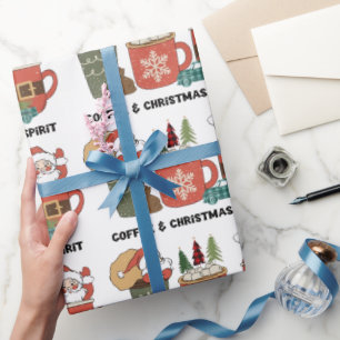 Koffie en kerstgeest cadeaupapier