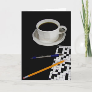 Koffie en kruiswoordpuzzel Verjaardag Kaart