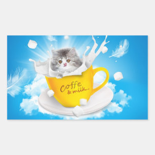 koffie en melk rechthoekige sticker