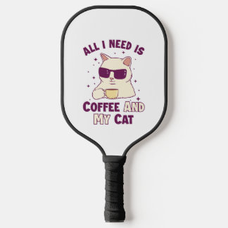 Koffie en mijn Kat Kat Papa Kat Mam Kat Liefhebber Pickleball Paddle