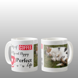 Koffie en mijn kat perfect leven grijs rode foto koffiemok
