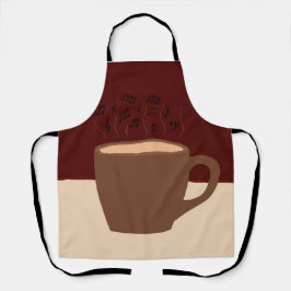 Koffie en muziek - Koffiekopje met muzikale stoom Schort