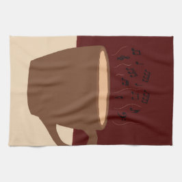 Koffie en muziek - Koffiekopje met muzikale stoom Theedoek