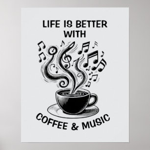 Koffie en muziek poster