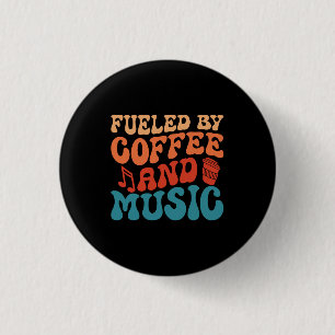 Koffie en muziek Retro typografie Ronde Button 3,2 Cm