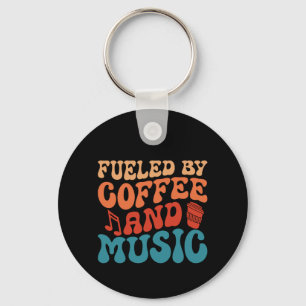 Koffie en muziek Retro  typografie Sleutelhanger
