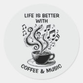 Koffie en muziek Sticker set (Voorkant)