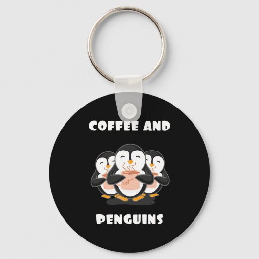 Koffie en pinguïns sleutelhanger (Voorkant)