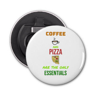 Koffie en Pizza Button Flesopener