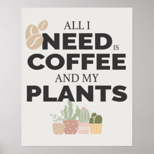 Koffie en plant poster
