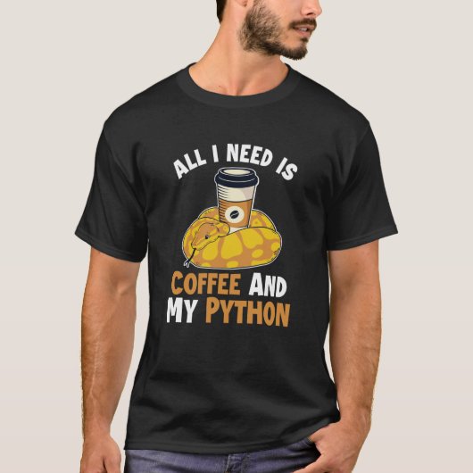 Koffie en Python slang Pythonidae Banaan Bal Pyt T-shirt (Voorkant)