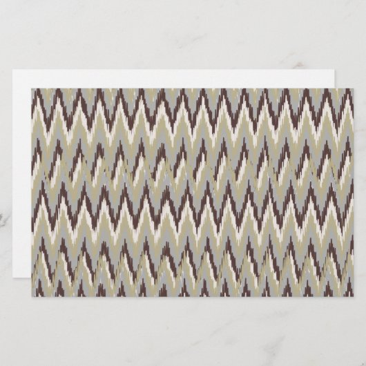 Koffie- en Sage-iKat ZigZag-patroon Briefpapier (Voorkant / Achterkant)