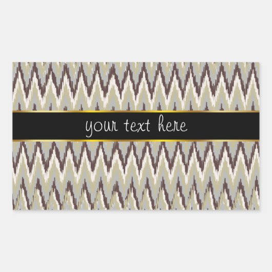 Koffie- en Sage-iKat ZigZag-patroon Rechthoekige Sticker (Voorkant)