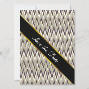 Koffie- en Sage-iKat ZigZag-patroon Save The Date