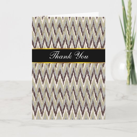 Koffie en Sage iKat ZigZag Pattern Bedankkaart (Voorkant)