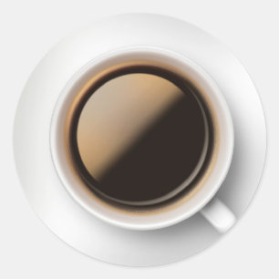Koffie en saucer ronde sticker