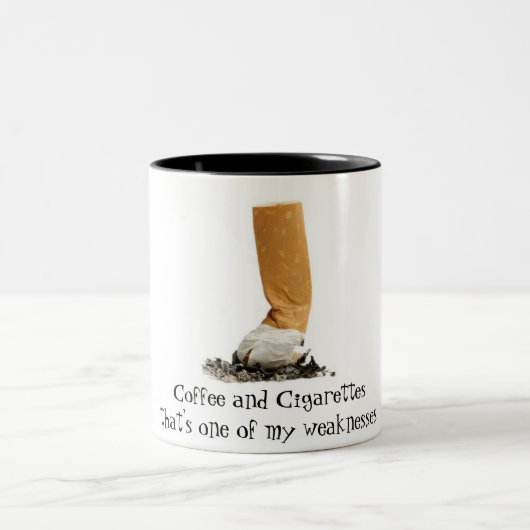 Koffie en sigaretten tweekleurige koffiemok (Center)