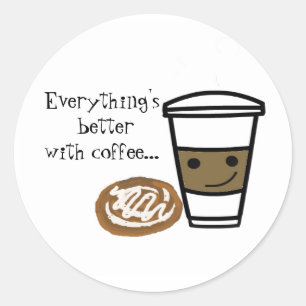 Koffie en snoepjes ronde sticker