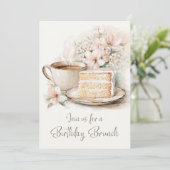 Koffie en taart 95e verjaardag brunch kaart (Staand voorkant)