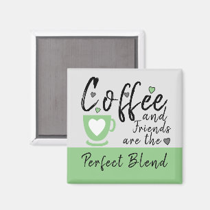 Koffie en vrienden houden van harten groen magneet