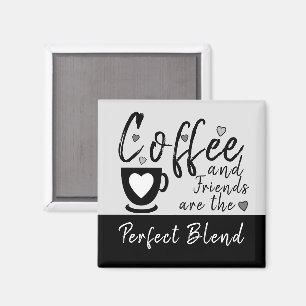 Koffie en vrienden houden van harten zwart magneet