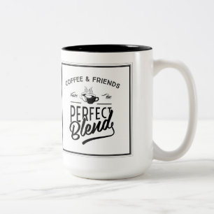 Koffie en vrienden maken het perfecte mengsel tweekleurige koffiemok