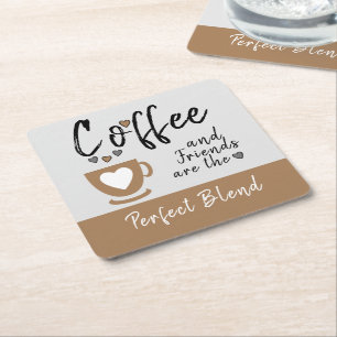 Koffie en vrienden perfect bruin mengen vierkante kartonnen onderzetter