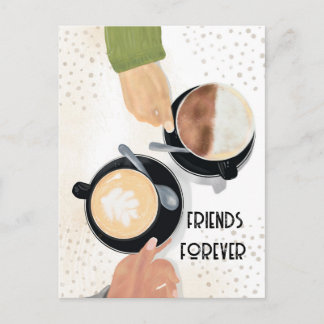 Koffie en vrienden voor altijd ansichtkaart briefkaart