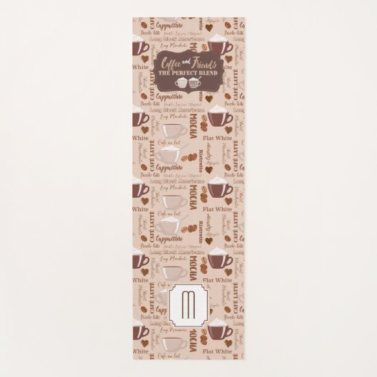 Koffie- en vriendenpatroonmonogram yogamat (Voorkant)