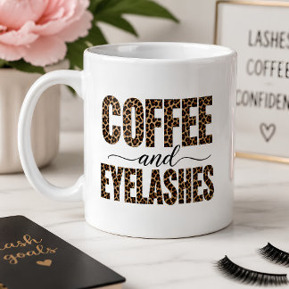 Koffie en Wimpers Luipaardprint Wimper Artiest Koffiemok