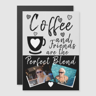 Koffie en zwarte foto's van vrienden magnetische uitnodiging