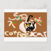 Koffie en zwarte kat briefkaart (Voorkant)