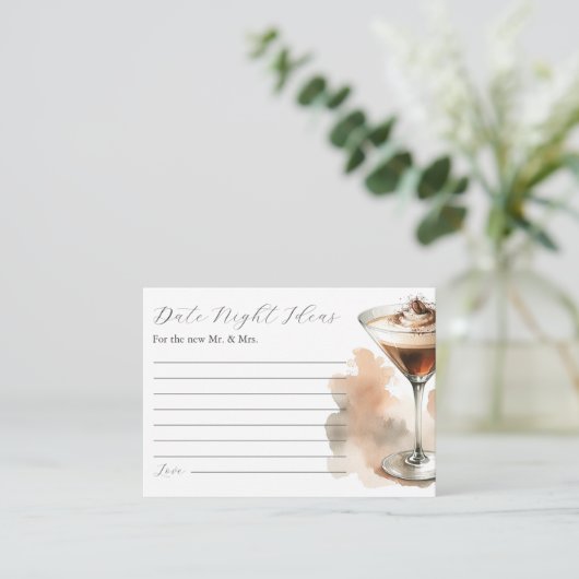 Koffie Espresso Datum Nacht Ideeën Vrijgezellenfee Informatiekaartje (Staand voorkant)