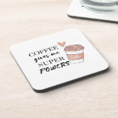 Koffie geeft me superkrachten bier onderzetter (Linkerzijde)