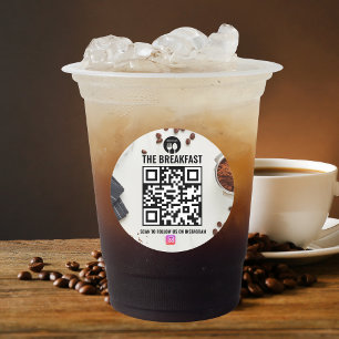 Koffie geïnspireerd moderne zakelijke Instagram QR Ronde Sticker