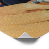  Koffie, Gelukkige Vrouw met Retro Koffiekopje Poster (Hoek)