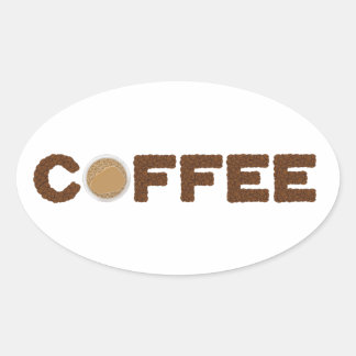 Koffie gemaakt van koffiebonen en drank ovale sticker