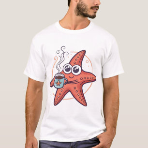 Koffie geobsedeerde zeester t-shirt