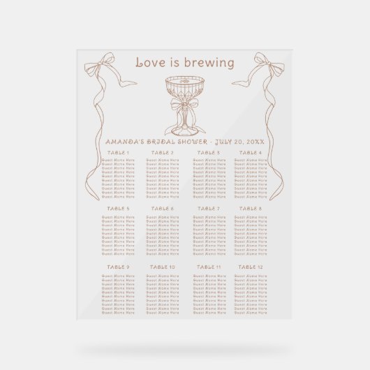 Koffie Hand getrokken Vrijgezellenfeest zitkaart Acryl Bord (Voorkant)