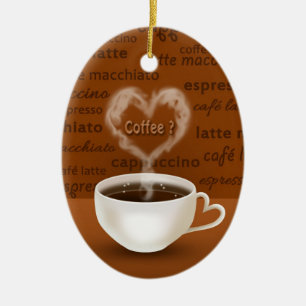 Koffie? Heart Shaped Smoke Keramisch Ornament
