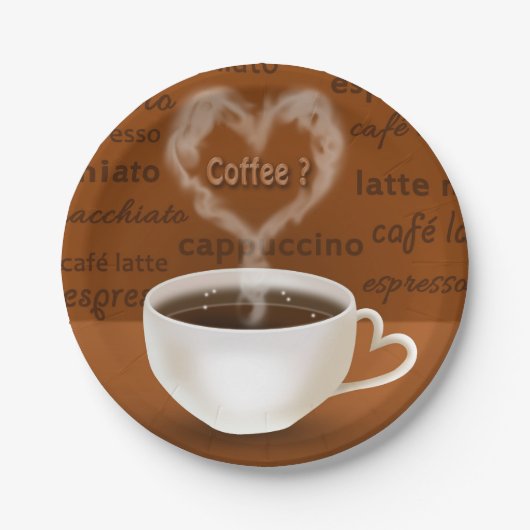 Koffie? Heart Shaped Smoke Papieren Bordje (Voorkant)
