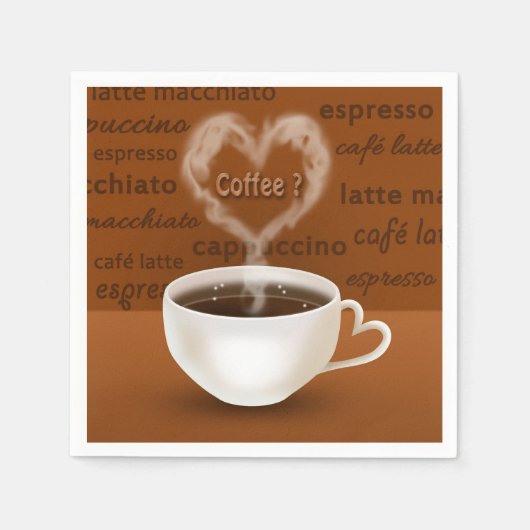 Koffie? Heart Shaped Smoke Servetten (Voorkant)