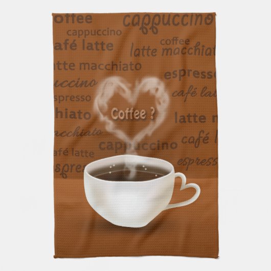 Koffie? Heart Shaped Smoke Theedoek (Verticaal)