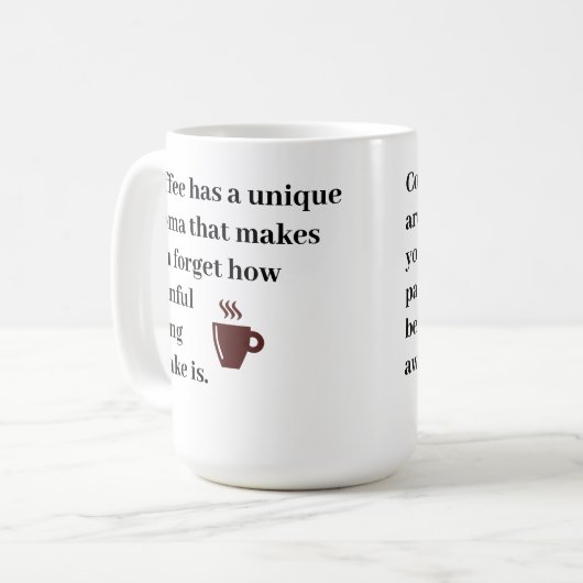 Koffie heeft een uniek aroma koffiemok (Voorkant links)