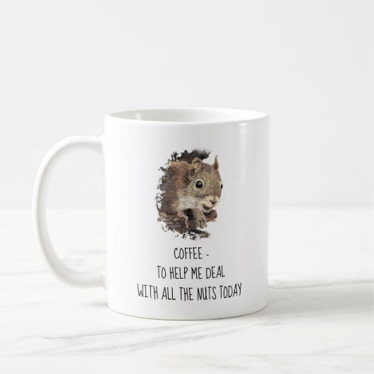 Koffie helpt me bij al het Nuts Squirrel M Koffiemok (Links)