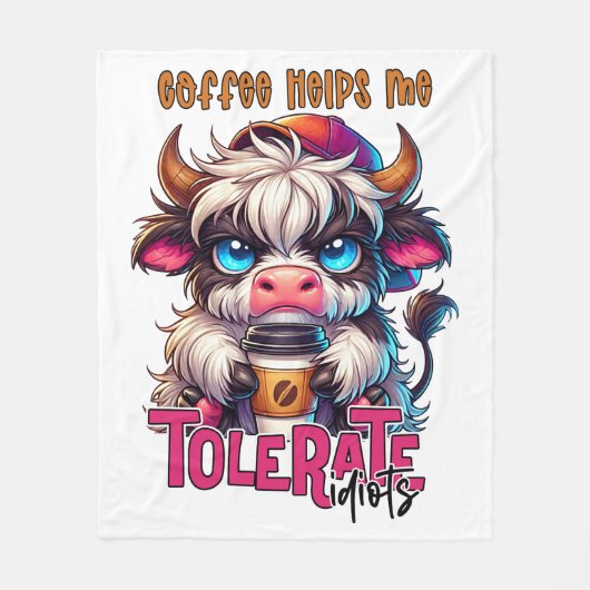 Koffie Helpt Me Idioten Te Verdragen  Fleece Deken (Voorkant)