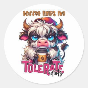 Koffie Helpt Me Idioten Te Verdragen Ronde Sticker
