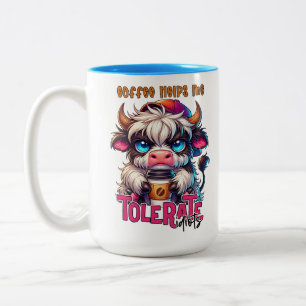 Koffie Helpt Me Idioten Te Verdragen Tweekleurige Koffiemok